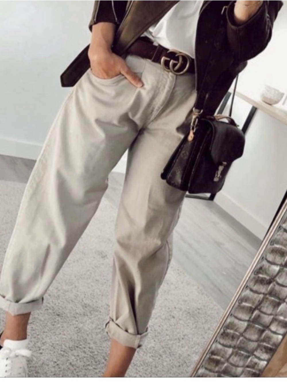 Eddie Bauer 1990s High Waisted Relaxed Chino Pants